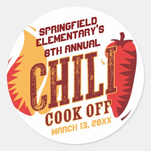 Chili Cook Off | GRILLEN Cookout Contest Runder Aufkleber (Vorderseite)