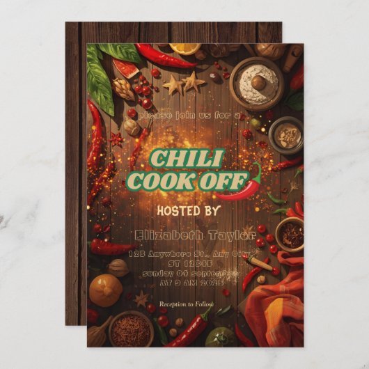 Chili Cook Off Party Invitation Einladung (Vorne/Hinten)