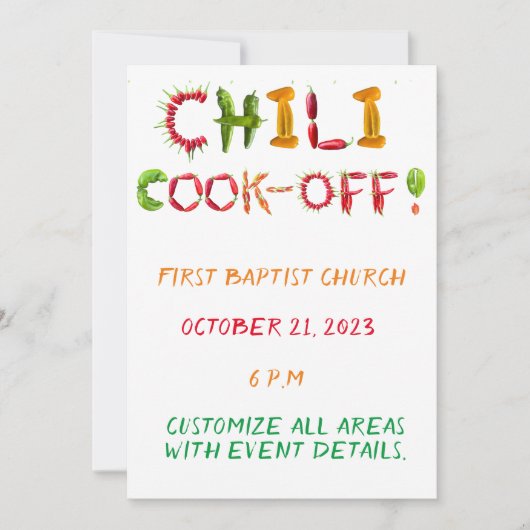 Chili Cook-Out - Chili Wettbewerb Gewürzige Red Pe Einladung (Vorderseite)