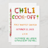 Chili Cook-Out - Chili Wettbewerb Gewürzige Red Pe Einladung (Vorne/Hinten)