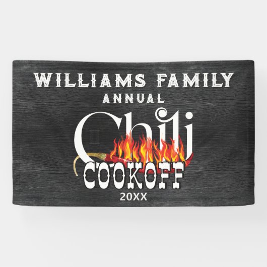 Chili Cookie Cook Off Contest Rustikales Party Banner (Horizontal)