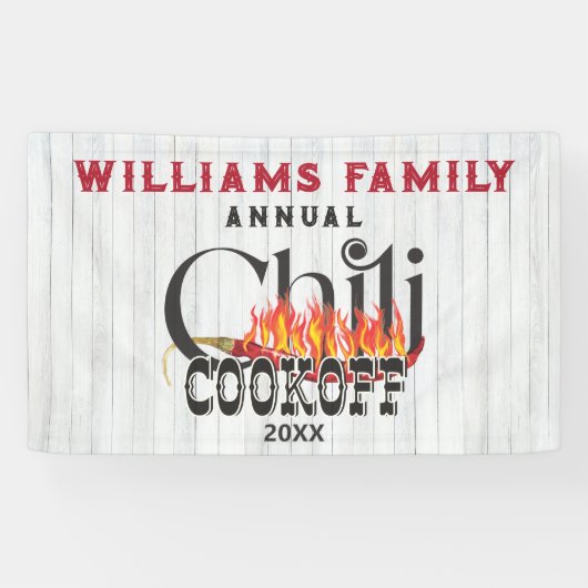 Chili Cookie Cook Off Contest Rustikales Party Banner (Horizontal)