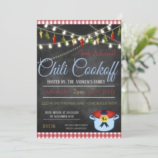 Chili Cookoff Einladung (Stehend Vorderseite)