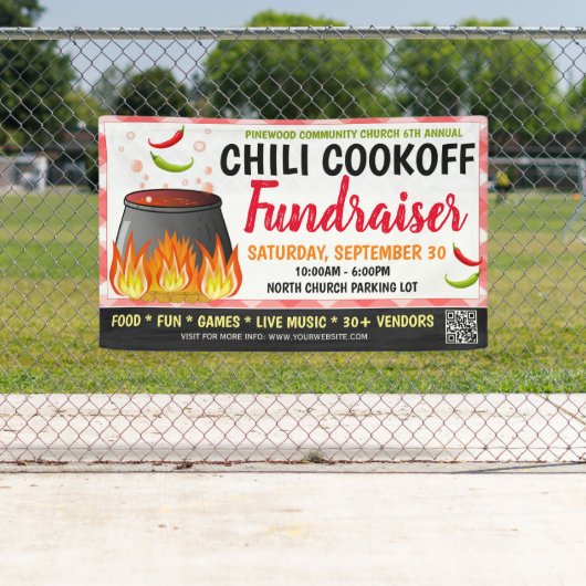 Chili-Cookoff-Fundraiser-Banner mit qr-Code Banner (Insitu)