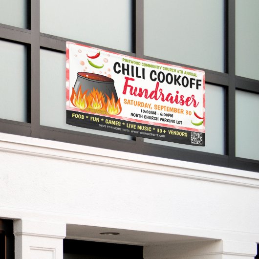 Chili-Cookoff-Fundraiser-Banner mit qr-Code Banner (Äußeres Gebäude)