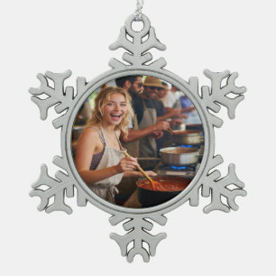 Chili-Koch-Wettbewerb Foto Anpassen Schneeflocken Zinn-Ornament
