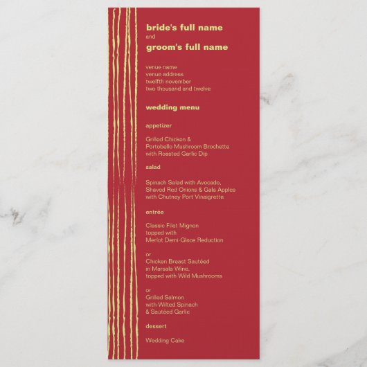 Chili Lemon Wedding Menu Menükarte (Vorderseite)