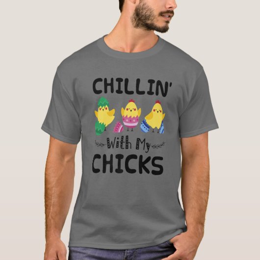 Chili' mit meinen Chicks Osterfeiertag lustig T-Shirt (Vorderseite)