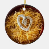Chili mit sauer Creme Herz Keramik Ornament (Vorne)