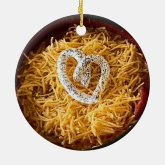 Chili mit sauer Creme Herz Keramik Ornament (Hinten)