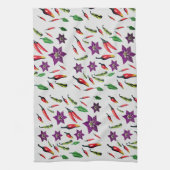 Chili-Paprikaschoten Botanische Eigenheiten Geschirrtuch (Vertikal)