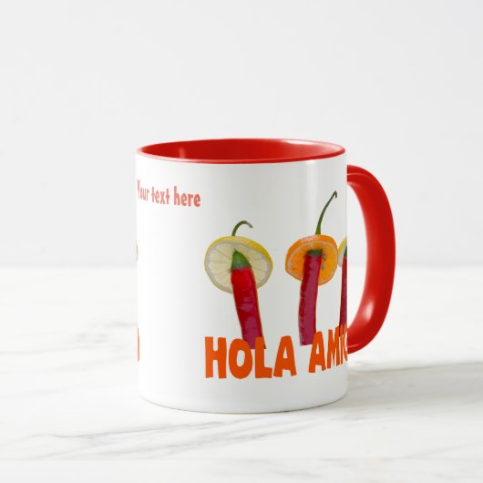 Chili Paprikaschoten Hola Amigo Funny individuell  Tasse (VorderseiteRechts)