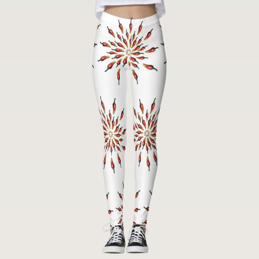 Chili Paprikaschoten Mandala Botanische Gewohnheit Leggings (Vorderseite)