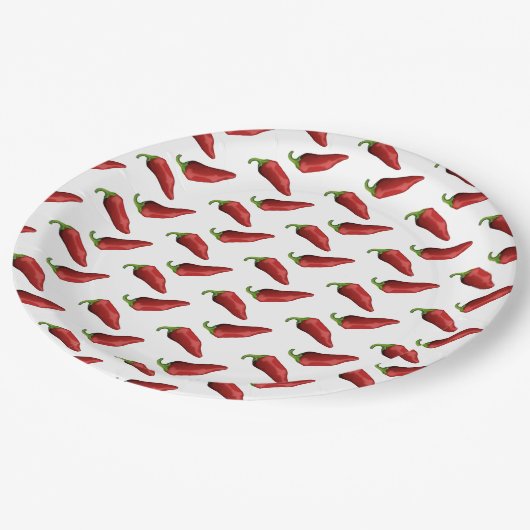 Chili-Paprikaschoten Pappteller (Schrägansicht)