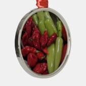 Chili-Paprikaschoten Silbernes Ornament (Rechts)
