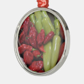 Chili-Paprikaschoten Silbernes Ornament (Links)