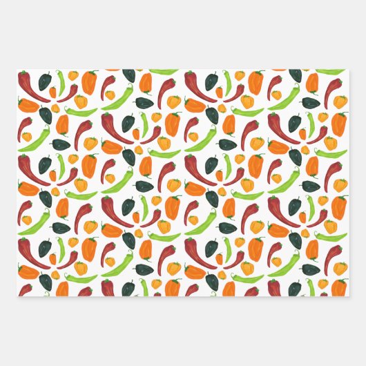 Chili Paprikaschoten Südwestlich von Spicy Pepper Geschenkpapier Set (Vorderseite)