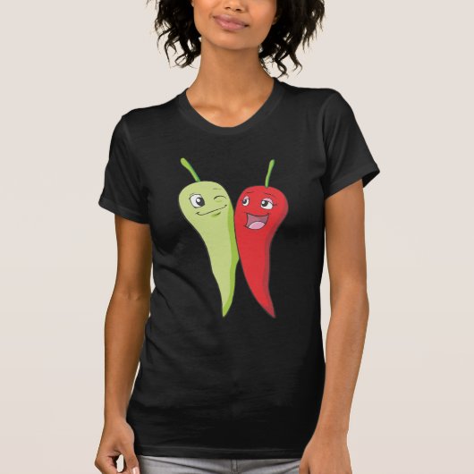 Chili-Paprikaschoten-T-Shirt | rote grüne T-Shirt (Vorderseite)