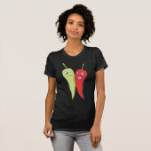 Chili-Paprikaschoten-T-Shirt | rote grüne T-Shirt (Vorne ganz)