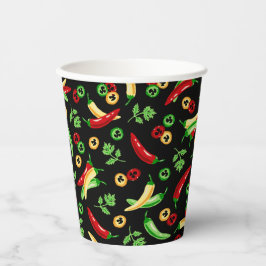 Chili Paprikaschoten und Cilantro Pappbecher