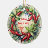 Chili Paprikaschoten Weihnachtsfeiertag Keramik Ornament (Links)