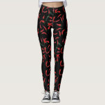 Chili Pattern| Rot und Grün Leggings<br><div class="desc">Roter Hot Chili Muster Design mit handgemalten roten und grünen Chillis auf schwarzem Hintergrund. Wenn Sie die Farbe des Hintergrunds ändern möchten,  klicken Sie bitte weiter auf Anpassen. Passendes Zubehör im Laden erhältlich.</div>