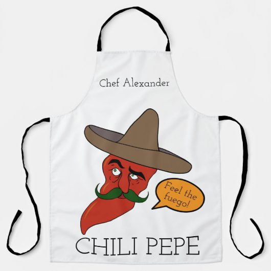 Chili Pepe personalisieren Lange Schürze (Vorderseite)