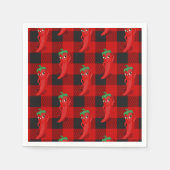 Chili Pepper Buffalo Kariertes Muster Schwarz und Serviette (Vorderseite)