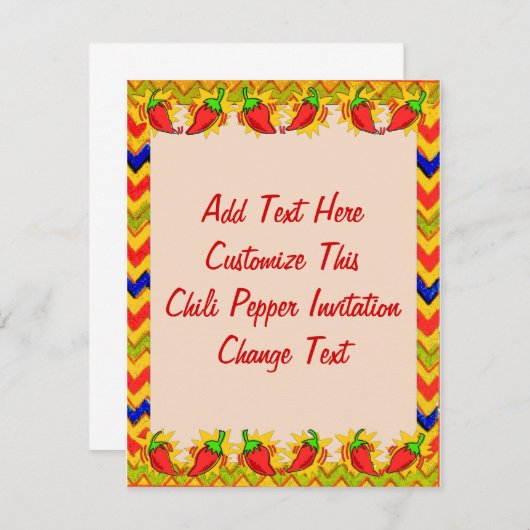 Chili Pepper Frame 2, Text hinzufügen Einladung (Vorne/Hinten)