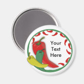 Chili Pepper Group Circle Frame3 Magnet (Vorderseite/Rückseite)
