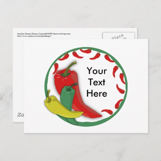 Chili Pepper Group Circle Frame3 Postkarte (Vorne/Hinten)