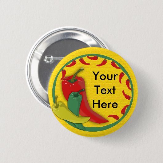 Chili Pepper Group Circle Frame Button (Vorne & Hinten)