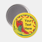 Chili Pepper Group Circle Frame Magnet (Vorderseite/Rückseite)