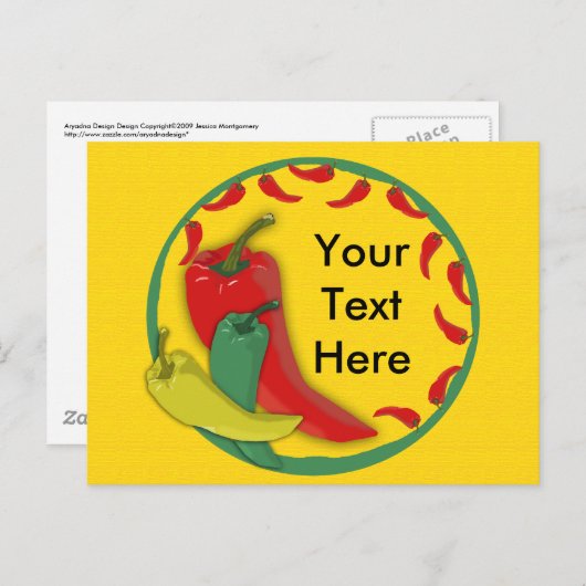 Chili Pepper Group Circle Frame Postkarte (Vorne/Hinten)