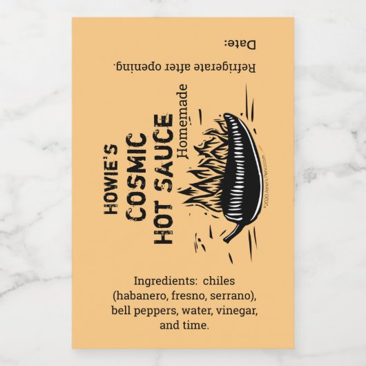 Chili Pepper hausgemachte Hot Sauce Custom Weinetikett (Einzelnes Label)