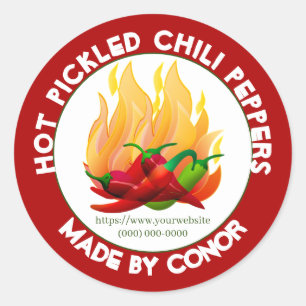 Chili Pepper Hot Pickled Flame Classic Round Stick Runder Aufkleber