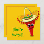 Chili Pepper im Sombrero Cinco de Mayo Einladung (Vorne/Hinten)