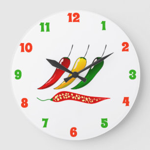 Chili Pepper Kitchenuhr Große Wanduhr