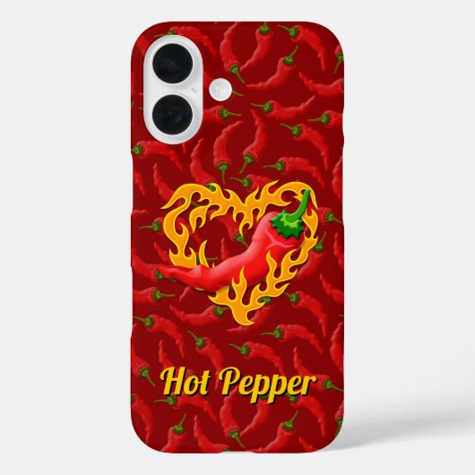 Chili Pepper mit Flame Heart iPhone Case (Rückseite)