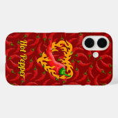 Chili Pepper mit Flame Heart iPhone Case (Rückseite (Horizontal))