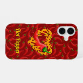 Chili Pepper mit Flame Heart iPhone Case 16 Hülle (Rückseite (Horizontal))