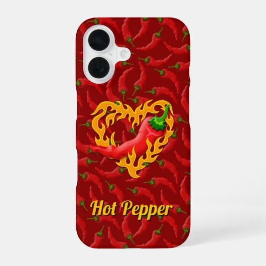 Chili Pepper mit Flame Heart iPhone Case 16 Hülle (Rückseite)