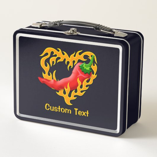 Chili Pepper mit Flame Heart Metal Lunch Box (Vorderseite)