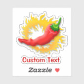 Chili Pepper mit Flamme Aufkleber (Blatt)