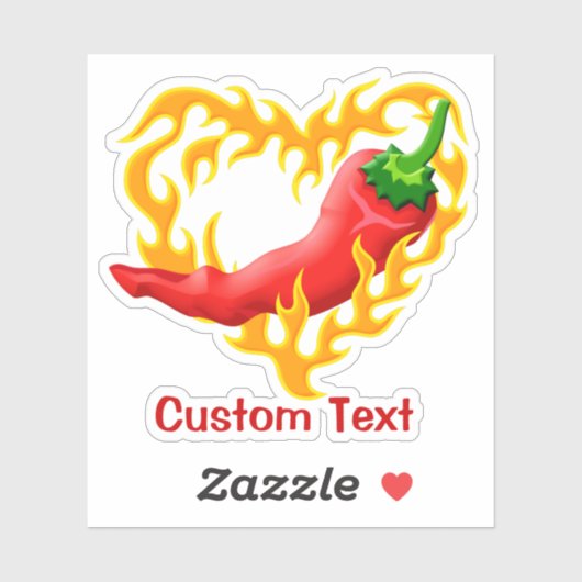 Chili Pepper mit Flammenherz Aufkleber (Blatt)