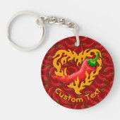 Chili Pepper mit Flammenherz-Keychain Schlüsselanhänger (Vorderseite)