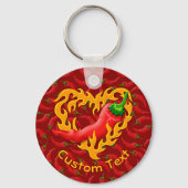 Chili Pepper mit Flammenherz-Keychain Schlüsselanhänger (Vorderseite)