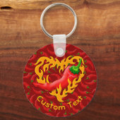 Chili Pepper mit Flammenherz-Keychain Schlüsselanhänger (Vorderseite)