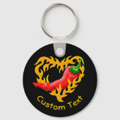 Chili Pepper mit Flammenherz-Keychain Schlüsselanhänger (Vorderseite)