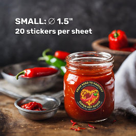 Chili Pepper mit Flammenherz-Label Runder Aufkleber